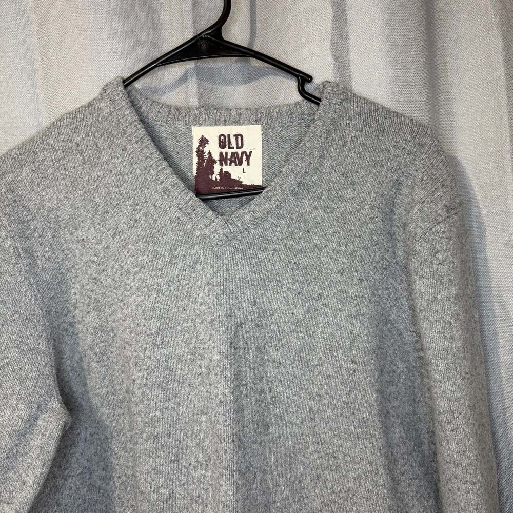 Vintage Old Navy Gray V-Neck Pullover Knit Sweater Men's Size L